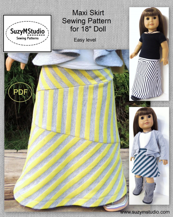 Maxi Skirt Pattern for 18 inch dolls | SuzyMStudio