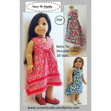 Boho Tie Shoulder Dress 18 inch Dolls